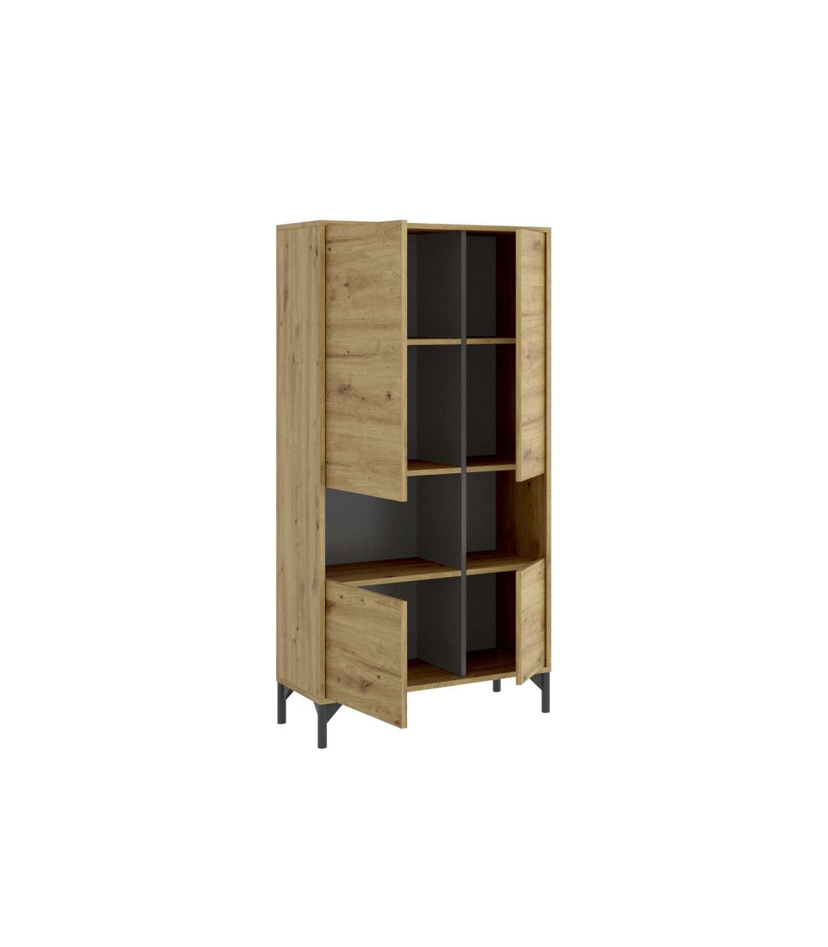 Modulo Alto Cuatro Puertas Para Salon O Cocina Duna I En Nordic-grafito 143,6 Cm(alto)72.2 Cm(ancho)33,5 Cm(largo)_5