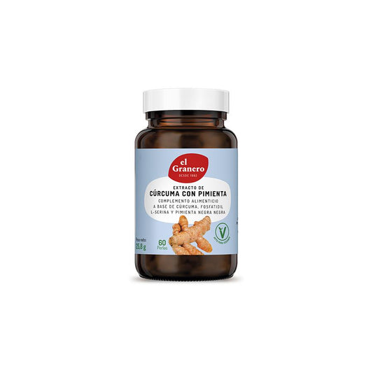 Curcumina + Extrato de Pimenta El Granero, 60 cápsulas