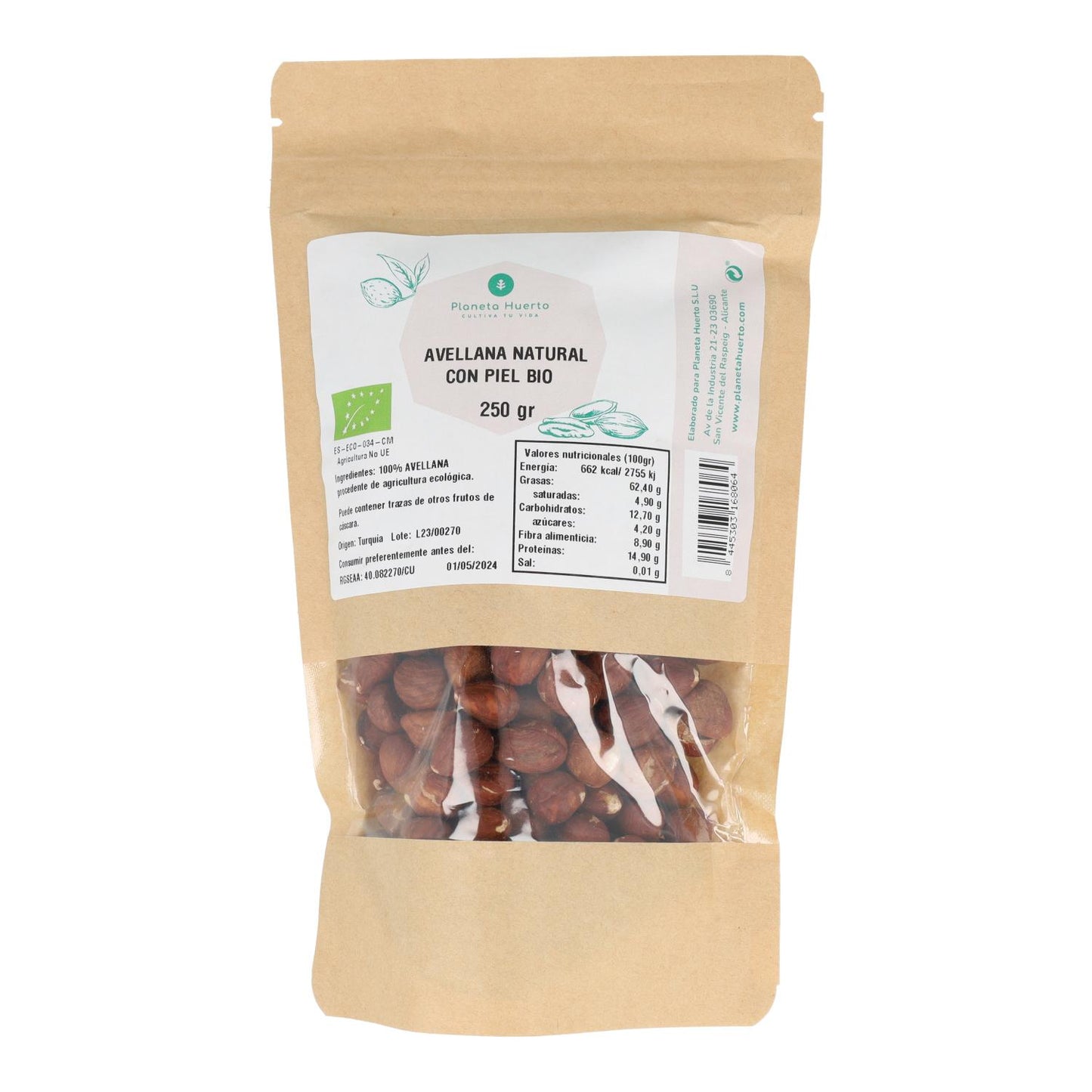 Avelãs com casca ECO Planeta Huerto 250 g