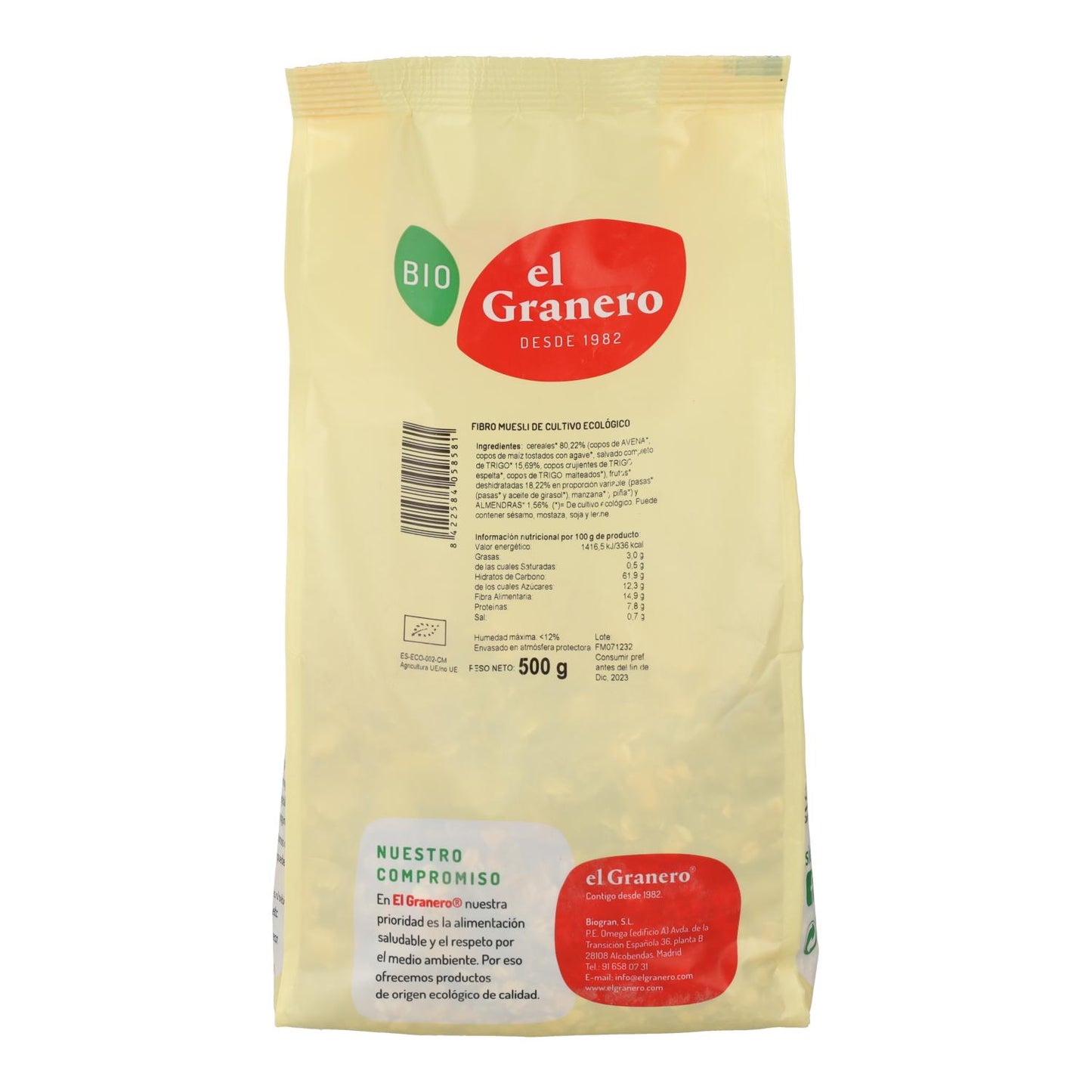 Muesli Fibro Orgânico El Granero, 500g