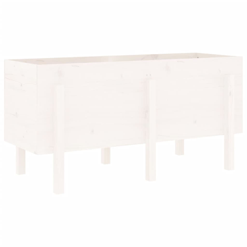 Arriate Elevado De Jardín Madera Maciza Pino Blanco 121x50x57cm_5