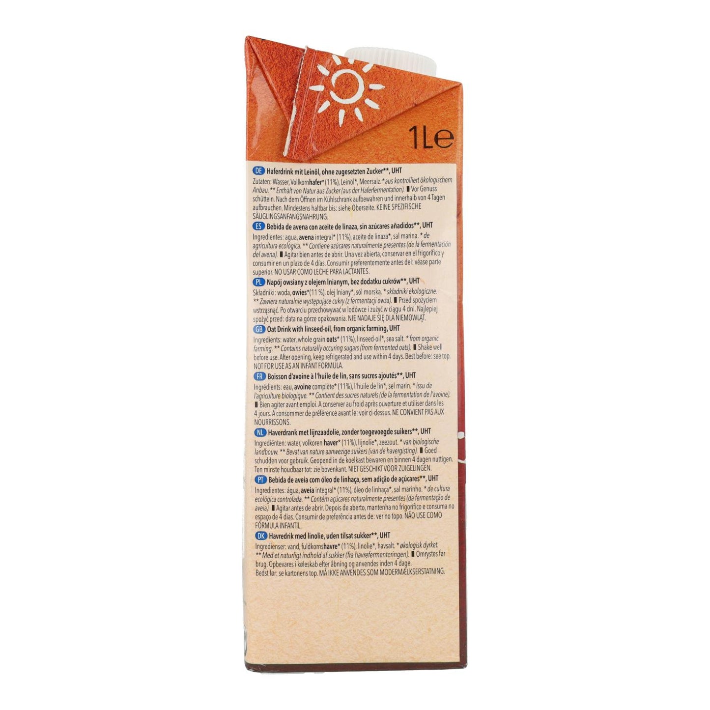 Pack de 8 Bebidas Natumi de Aveia Biológica com Ómega 3, 1 L