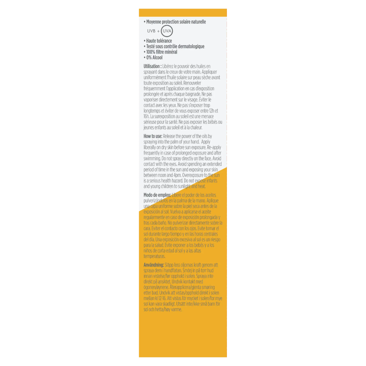 Óleo Solar em Spray Hipoalergénico FPS 15 da Bioregena 90 ml