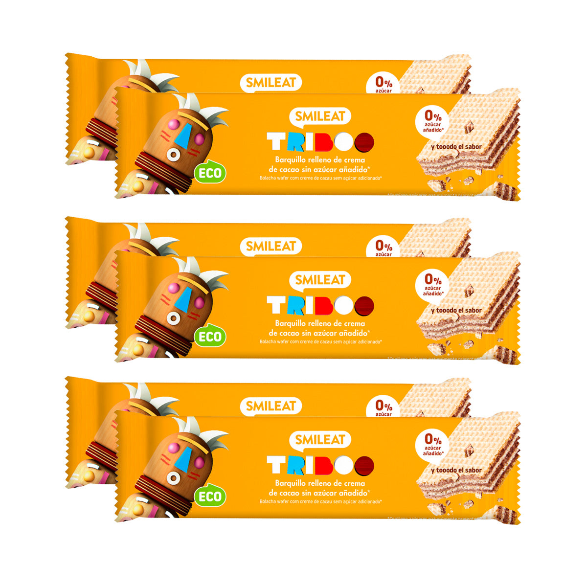 Pack de 6 barras de bolacha recheadas de 30g da ECO Smileat