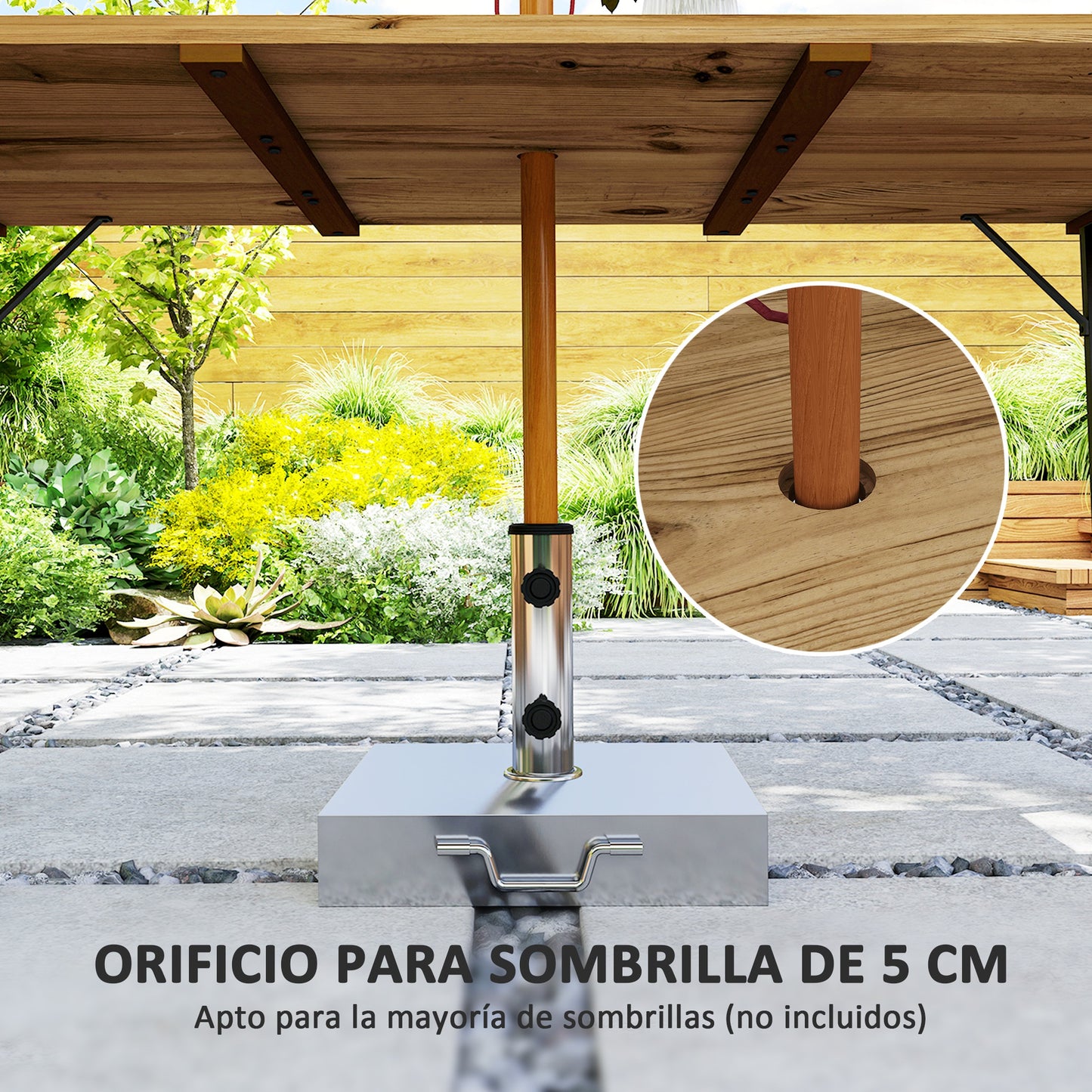 Outsunny Mesa Comedor De Jardín De Madera Con Encimera De Listones Natural_5