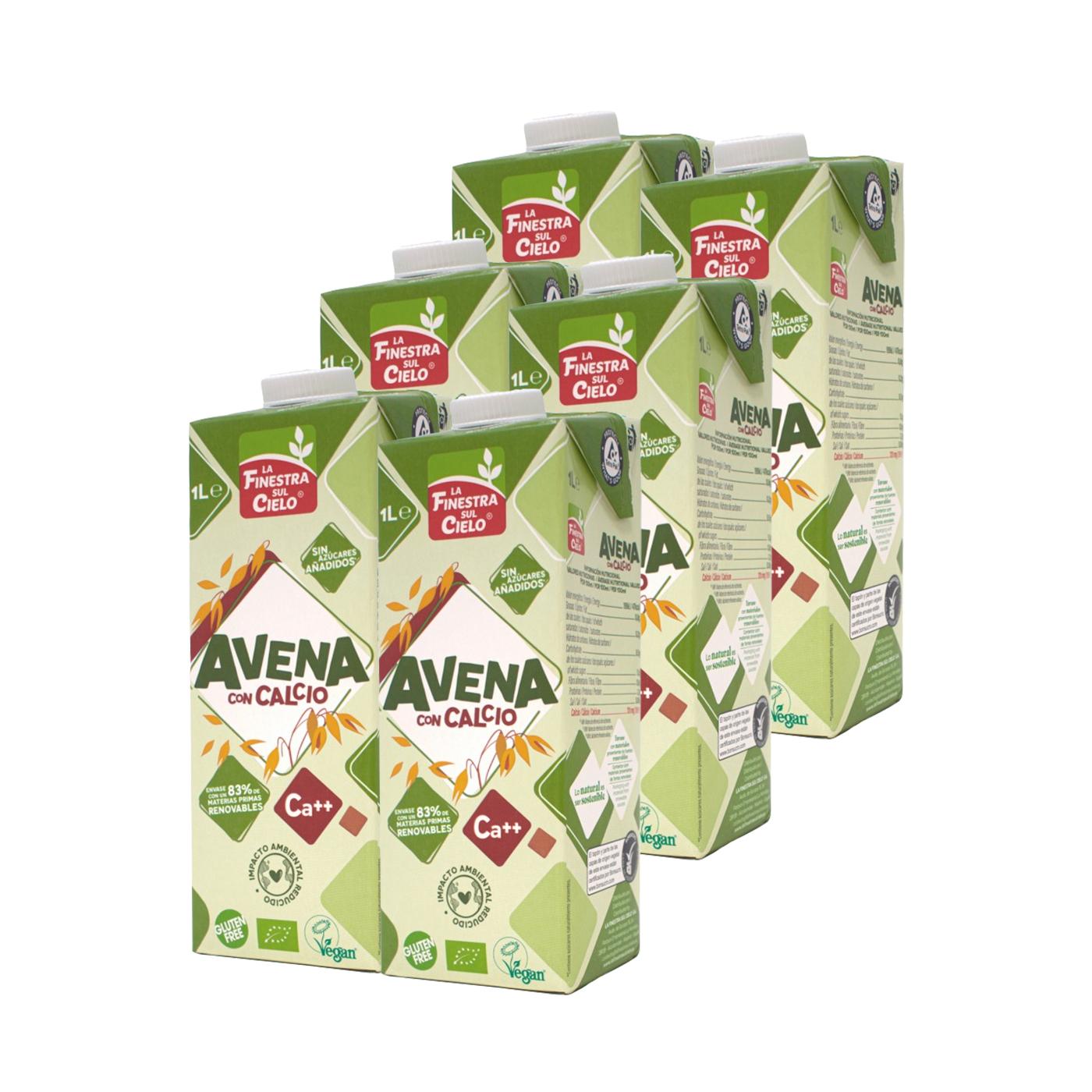 Pack de 6 x Bebida de Aveia com Cálcio La Finestra Sul Cielo 1 L