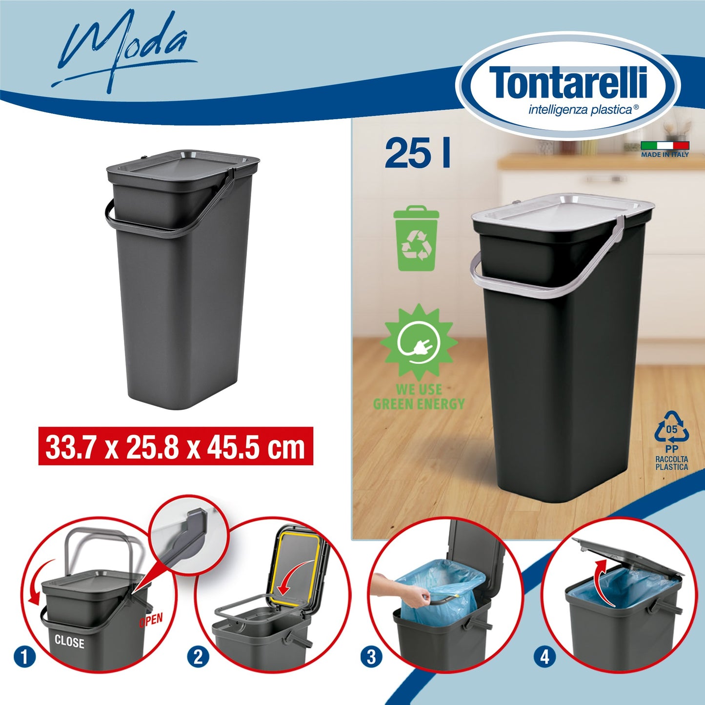 Papelera moda Con Asa 25l Grafito_1
