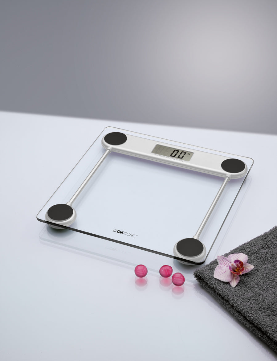 Báscula De Baño Digital Cristal Templado, Alta Medición 150 Kg 100 G, Apagado Automático Clatronic Pw 3368 Transparente_0