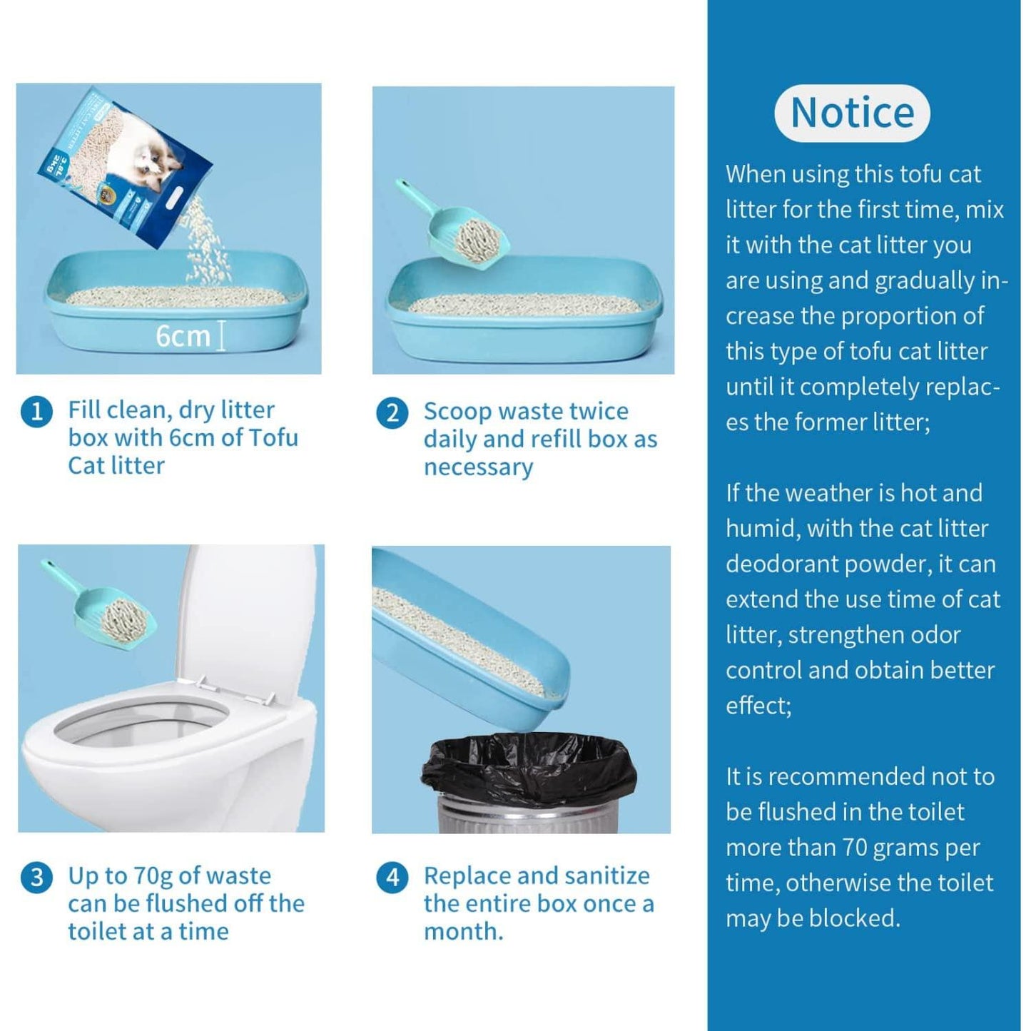 Areia biodegradável para gatos Nobleza Tofu 3,8 L