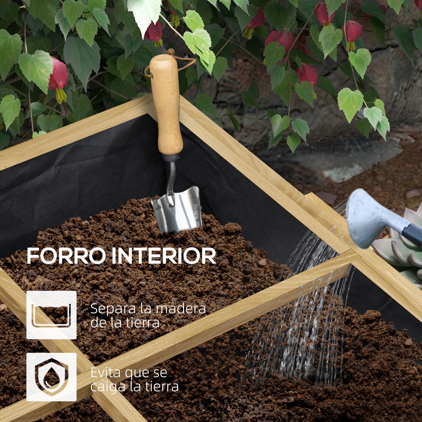 Outsunny Mesa De Cultivo De Madera Con Estantes Plegables 122x91,5x89 Cm Natural_5