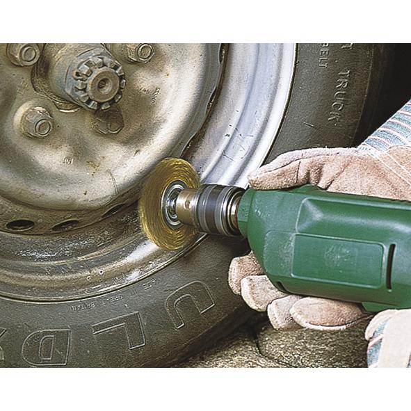 Escova de disco em latão Wolfcraft para brocas, haste sextavada de 1/4" (6,35 mm)