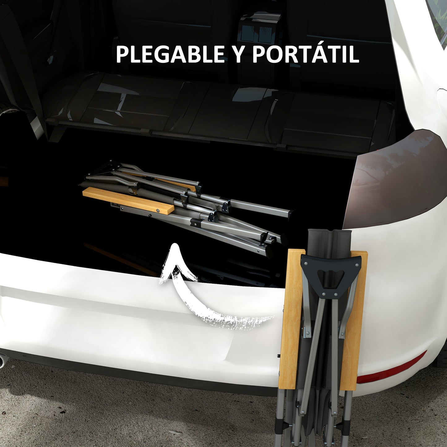 Outsunny Silla De Camping Plegable De Aluminio Respaldo Ajustable 74x59,5x98 Cm_5