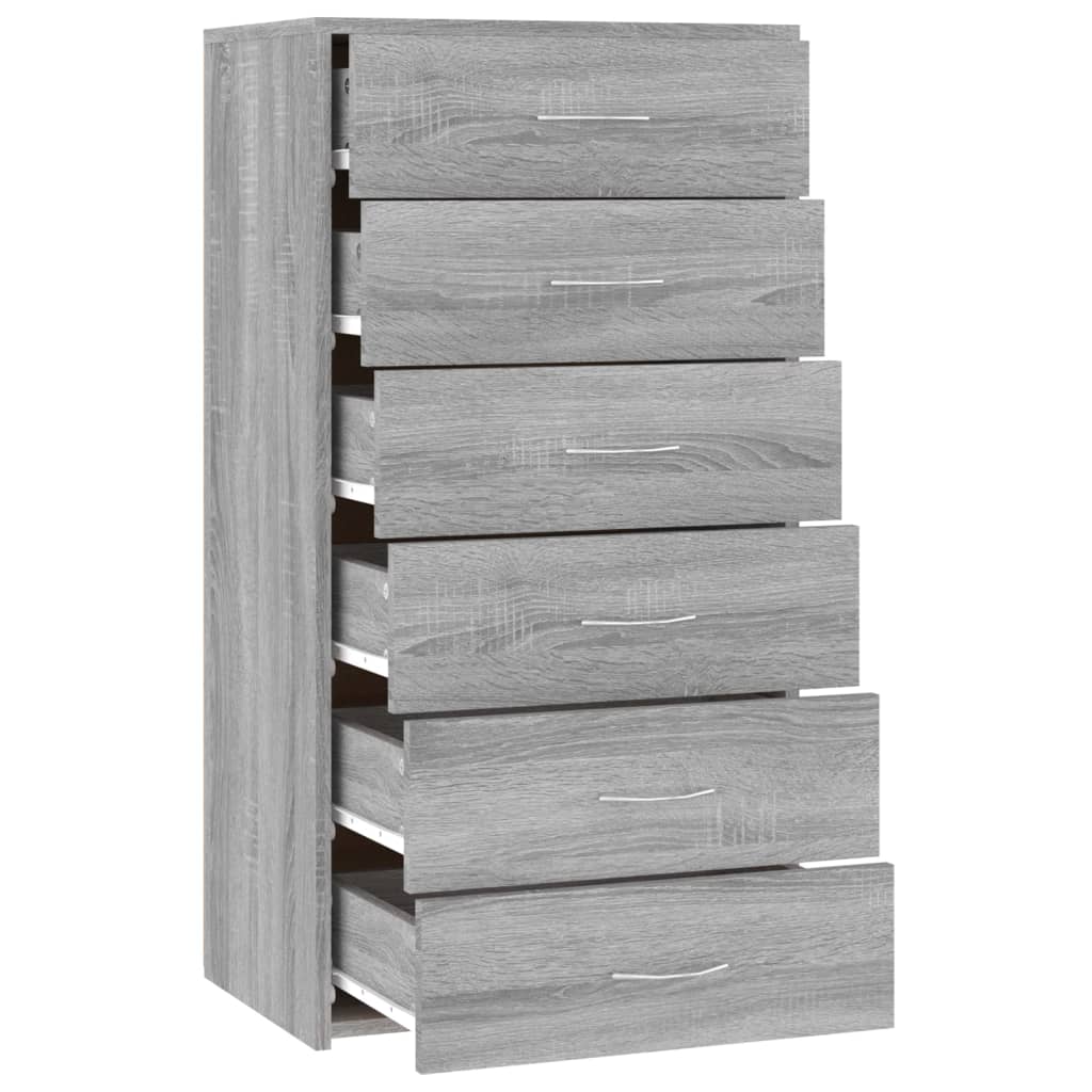 Aparador Con 6 Cajones Contrachapado Gris Sonoma 50x34x96 Cm / Vetonek_5