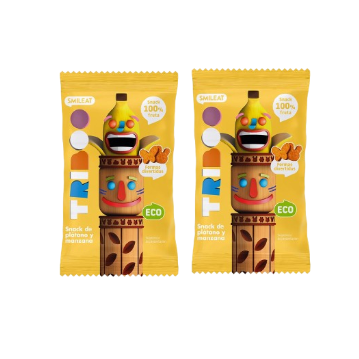 Embalagem de 2 snacks biológicos de maçã e banana, 25g, Triboo