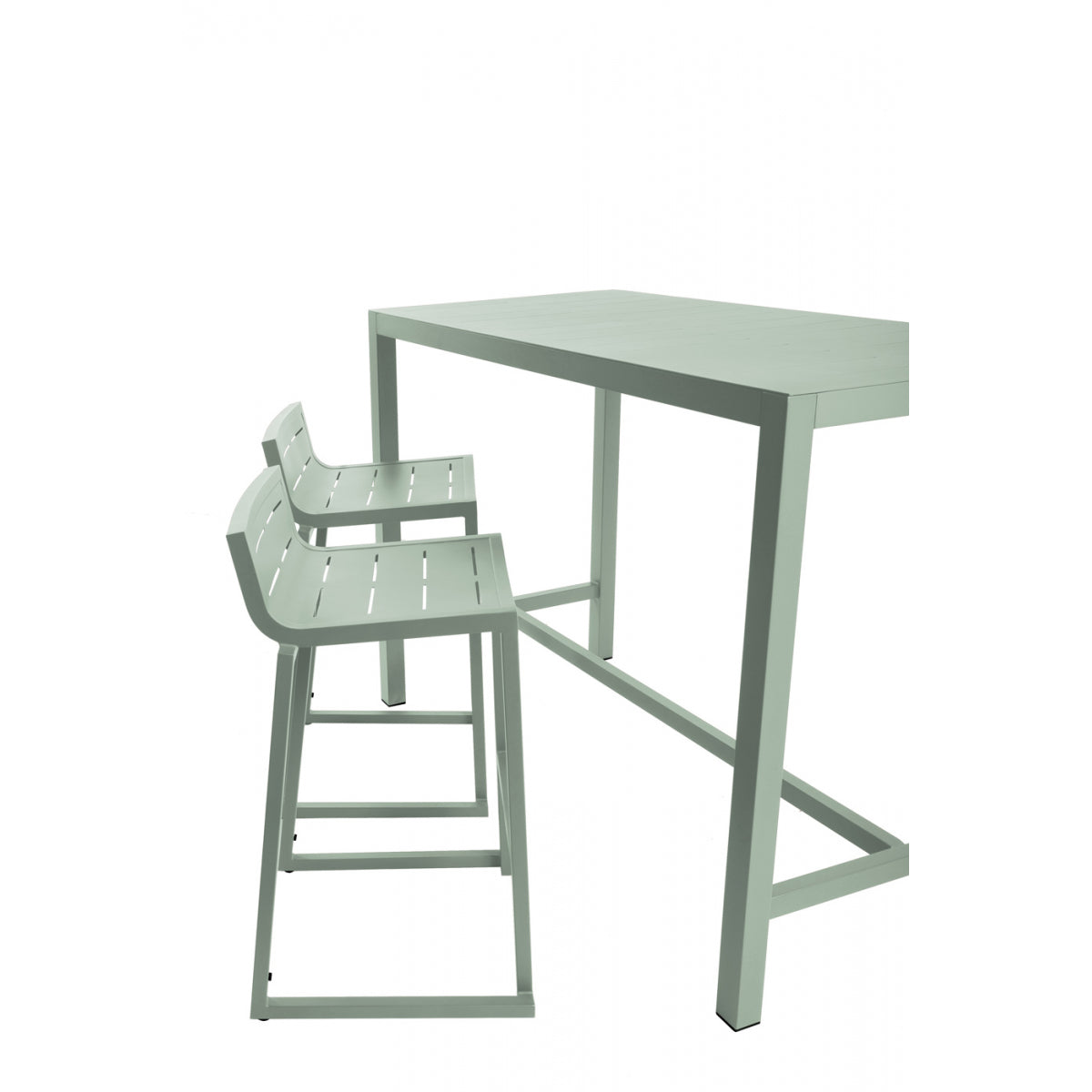 Mesa Alta Inari Verde Para 4 Personas Aluminio 140x70x103cm - Mobiliario De Jardin_4