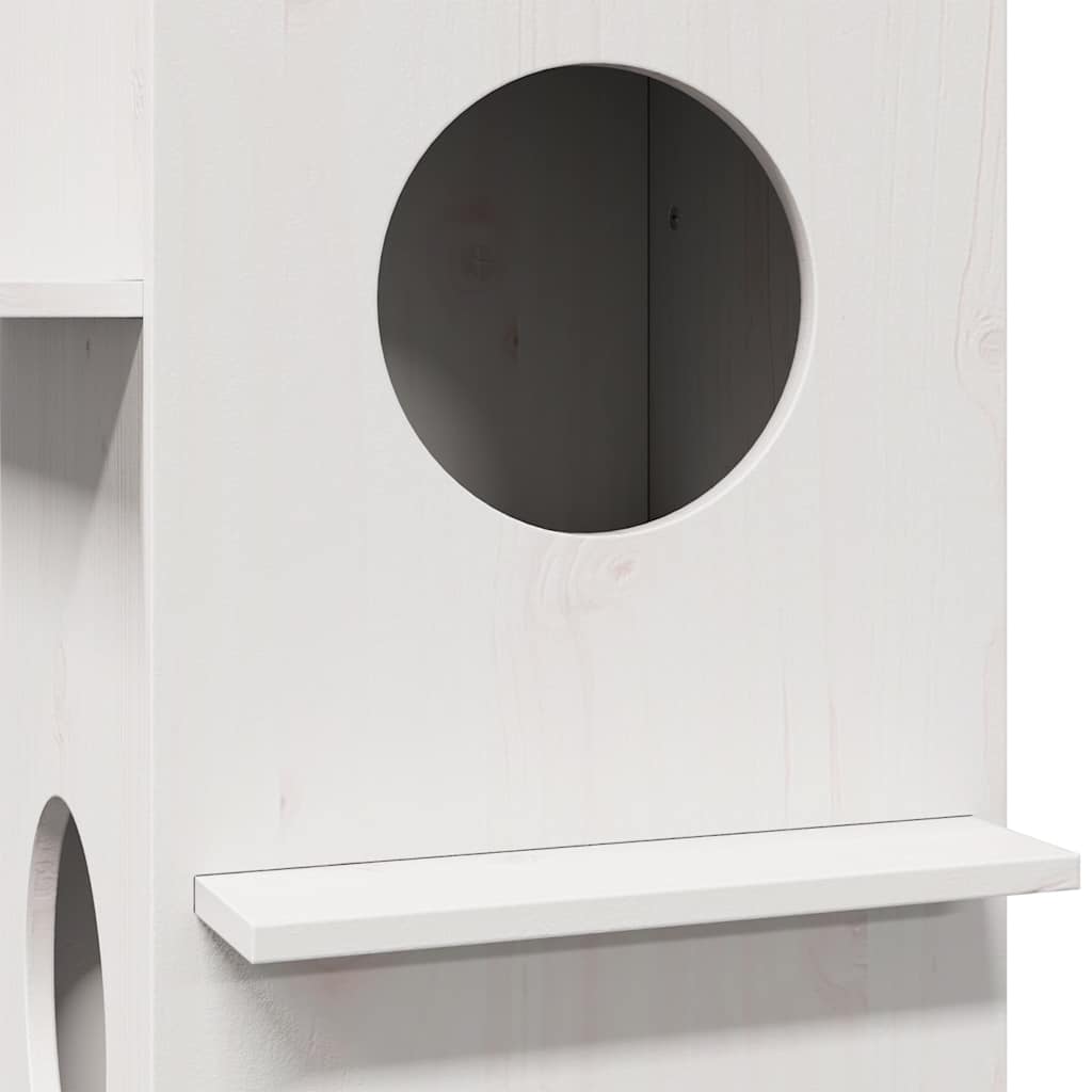 Casa Para Gatos Madera Maciza Pino Blanca 43x43x60 Cm_5