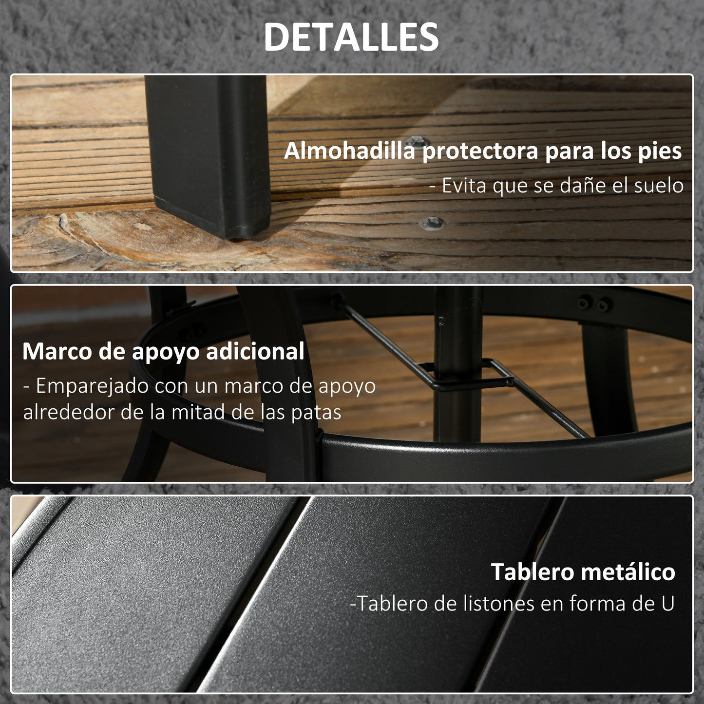 Outsunny Mesa Jardín Exterior Redonda De Acero Desmontable Ø115x72 Cm Negro_5