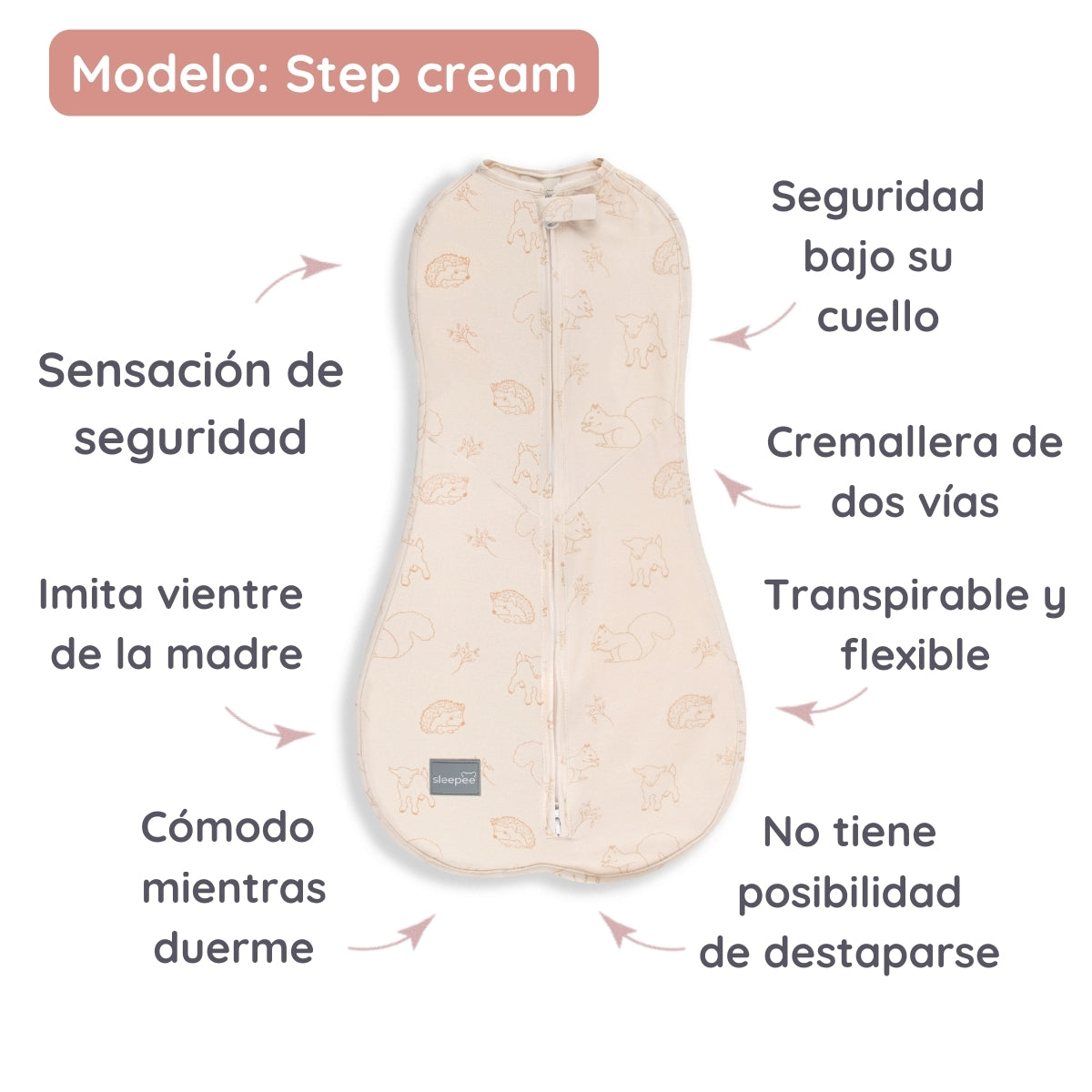 Saco De Dormir Bebé Envolvente Second Step Cream_2