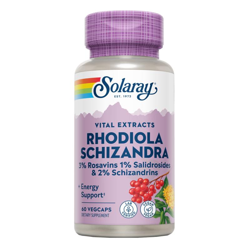 Schizandra e Rodhiola 500 mg 60 cápsulas vegetais Solaray