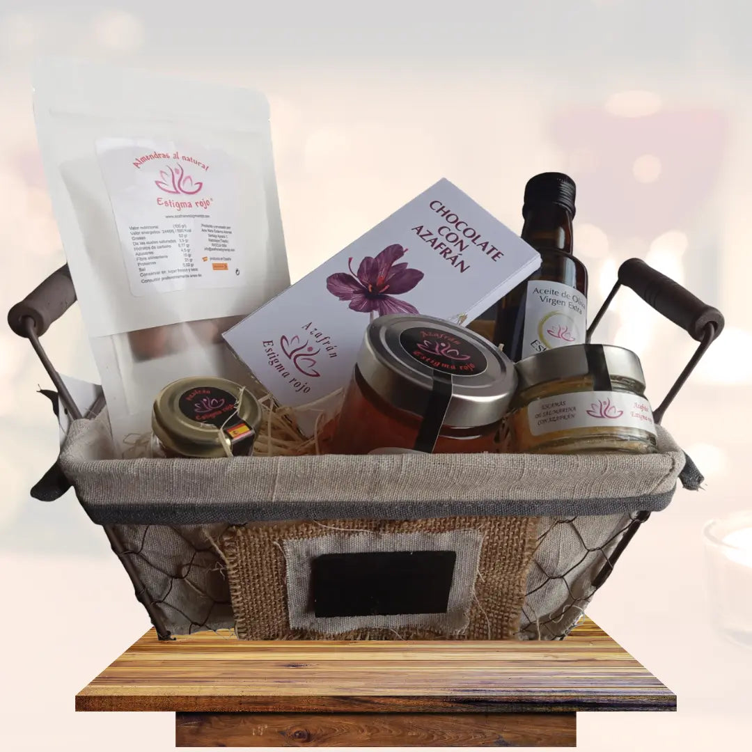 Cestas Gourmet – (almendras, Chocolate, Aove, Azafrán Y Miel , Escamas De Sal Marina)_0