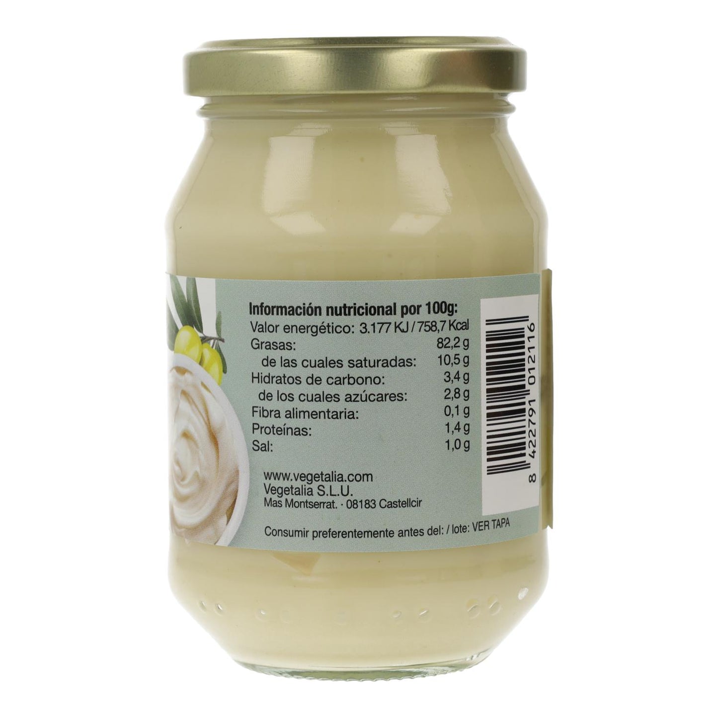 Maionese biológica Vegetalia com azeite em frasco de vidro de 230g