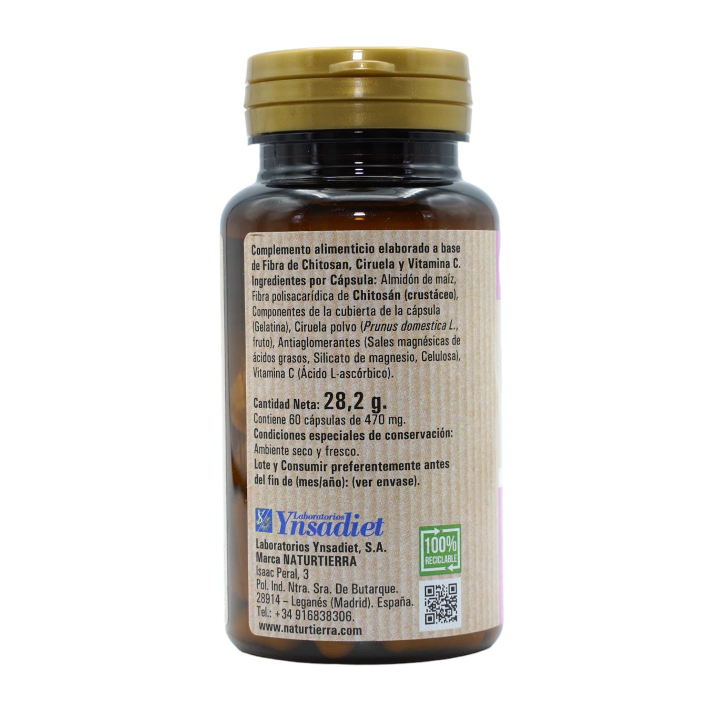 Quitosana e ameixa, 60 cápsulas. NaturTierra