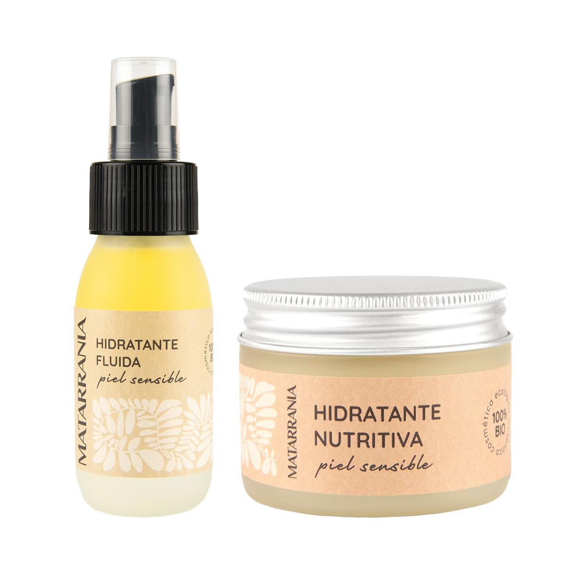 Pacote de hidratante nutritivo para pele sensível Matarrania 30ml + fluido hidratante 100% biológico para pele sensível 60ml