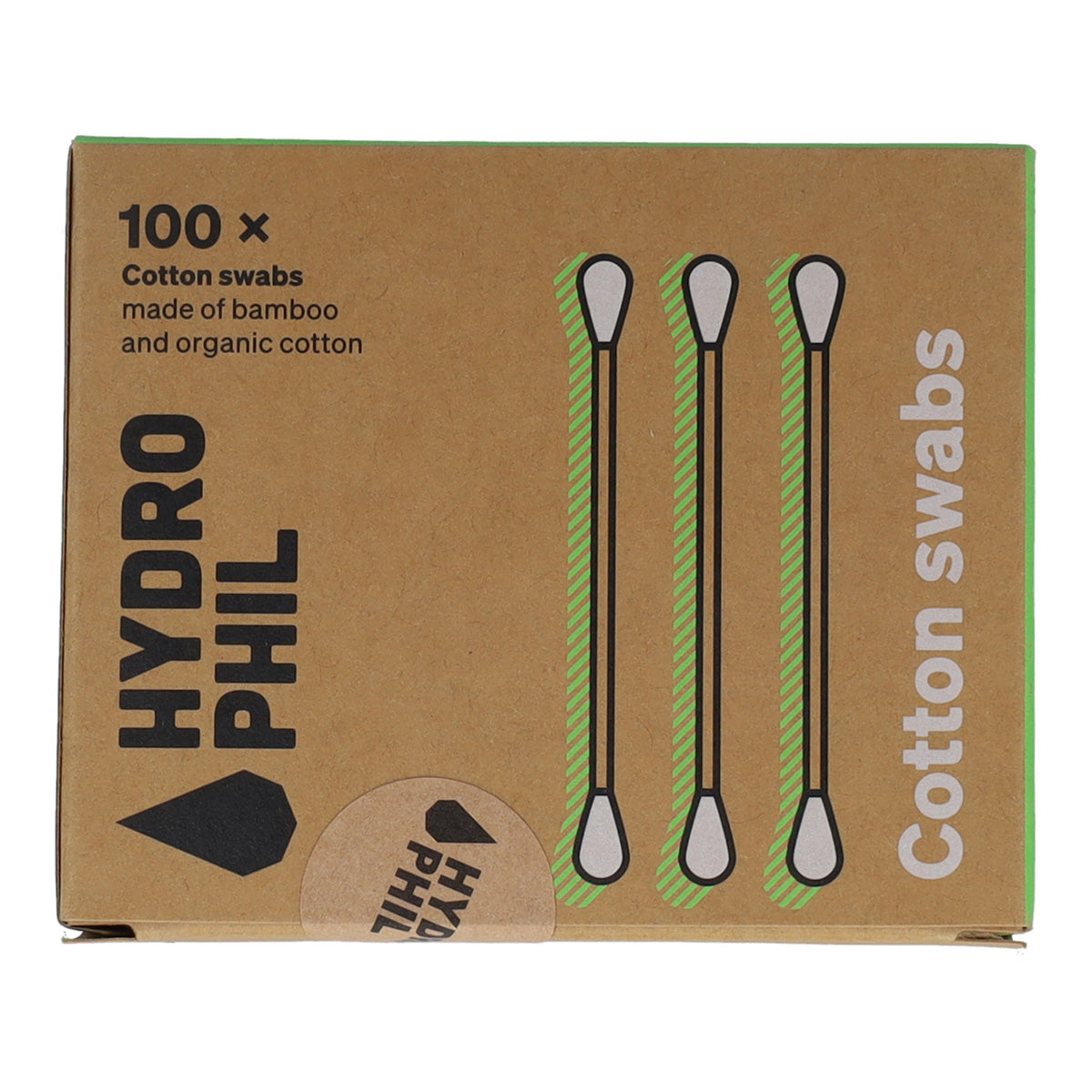 Cotonetes de bambu e algodão orgânicos Hydrophil, 100 unidades