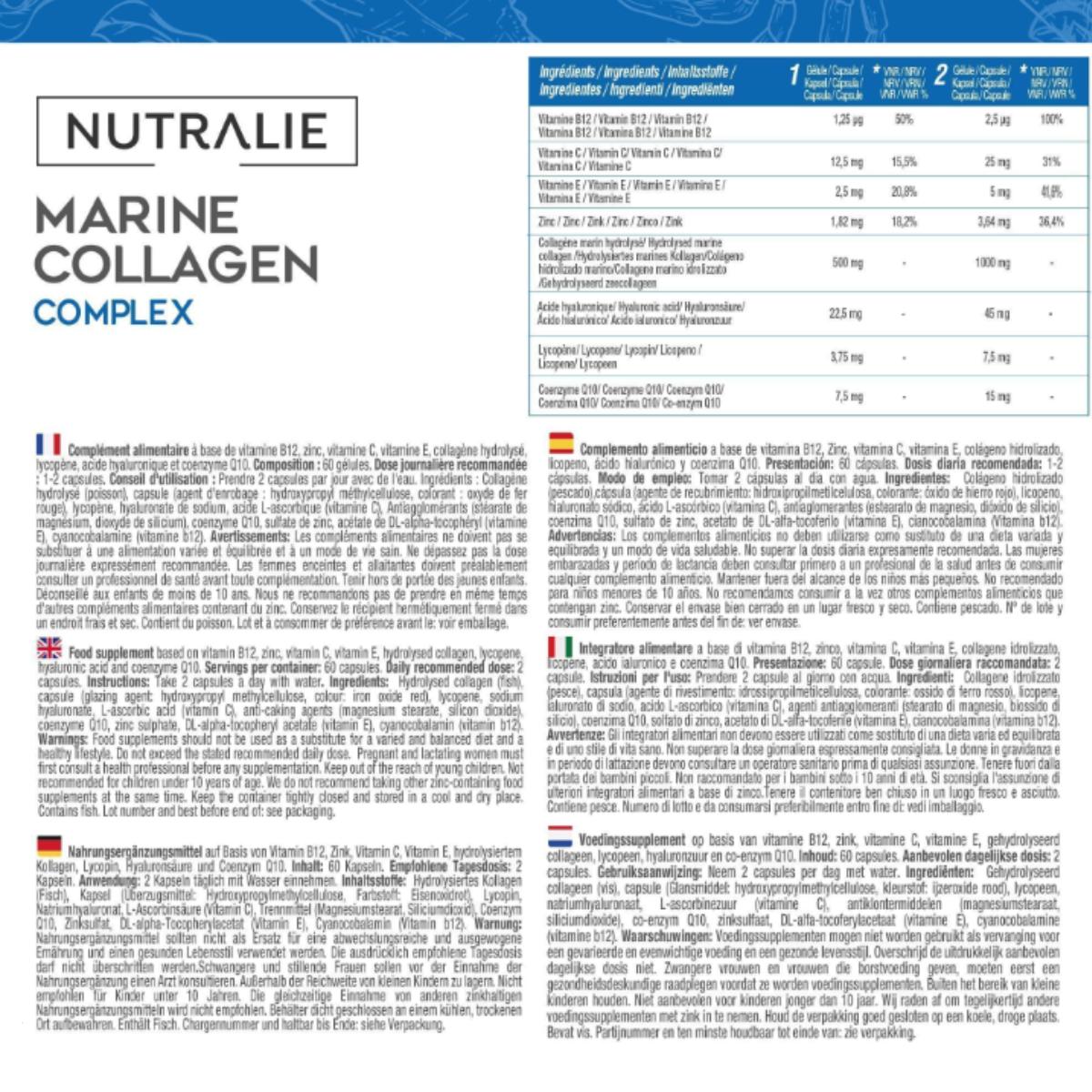 Nutralie Marine Collagen Complex Ácido Hialurónico Pele 60 Cápsulas