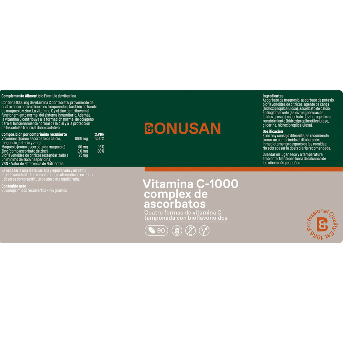 Complexo de ascorbato de vitamina C-1000 Bonusan 90