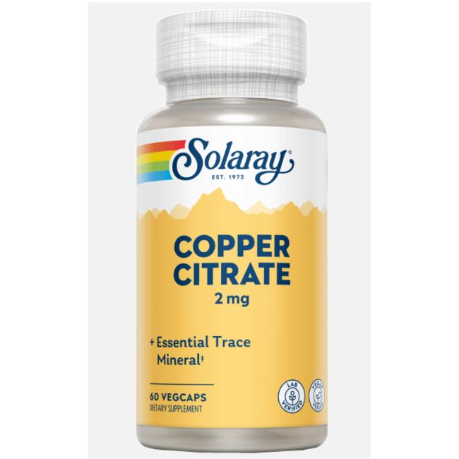 Citrato de cobre 2 mg Solaray, 60 cápsulas