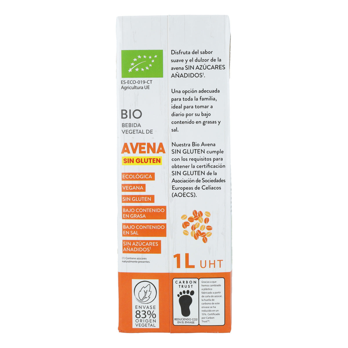 Pack 6x Bebida de Avena Sin Gluten Bio Sol Natural 1 L