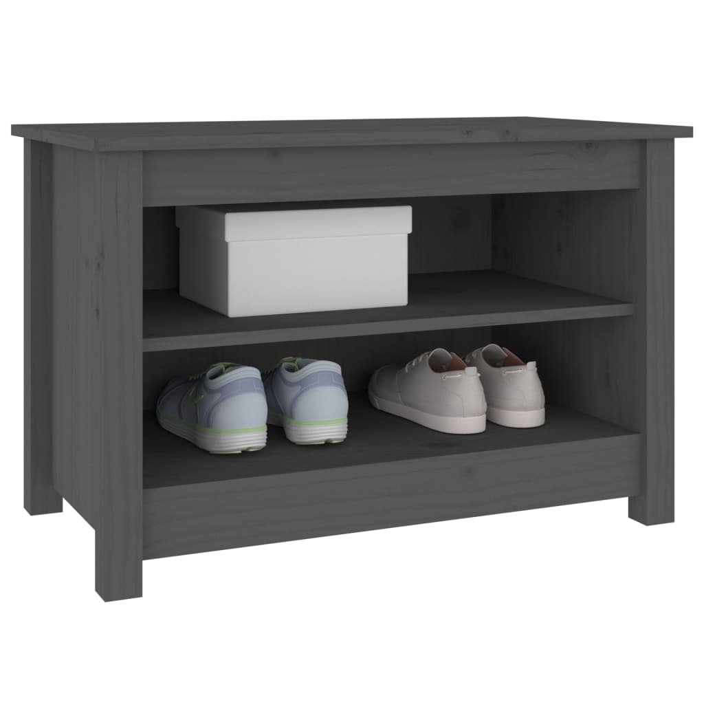 Banco Zapatero Madera De Pino Maciza Gris 70x38x45,5 Cm / Vetonek_5