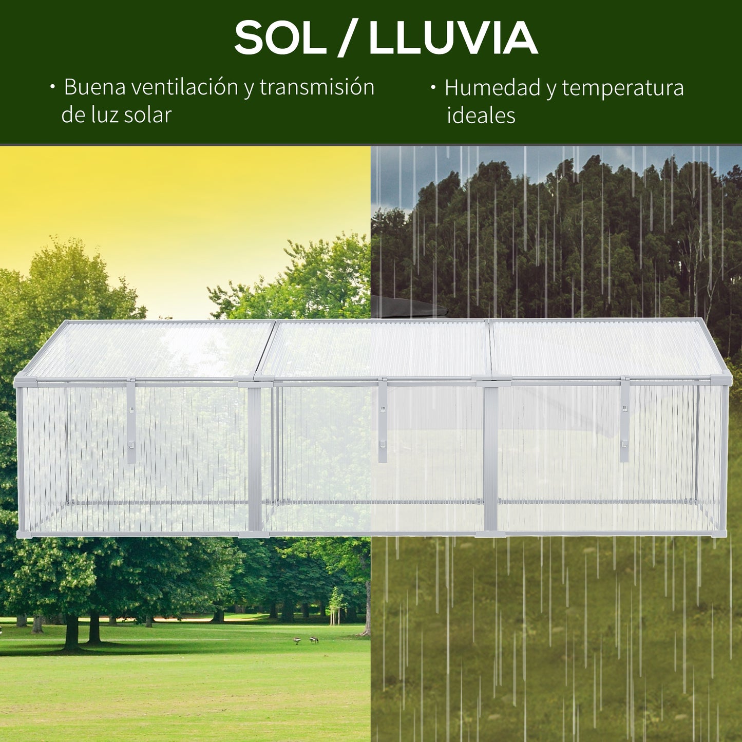 Outsunny Invernadero De Jardín Aluminio Policarbonato Transparente Vivero Casero_5