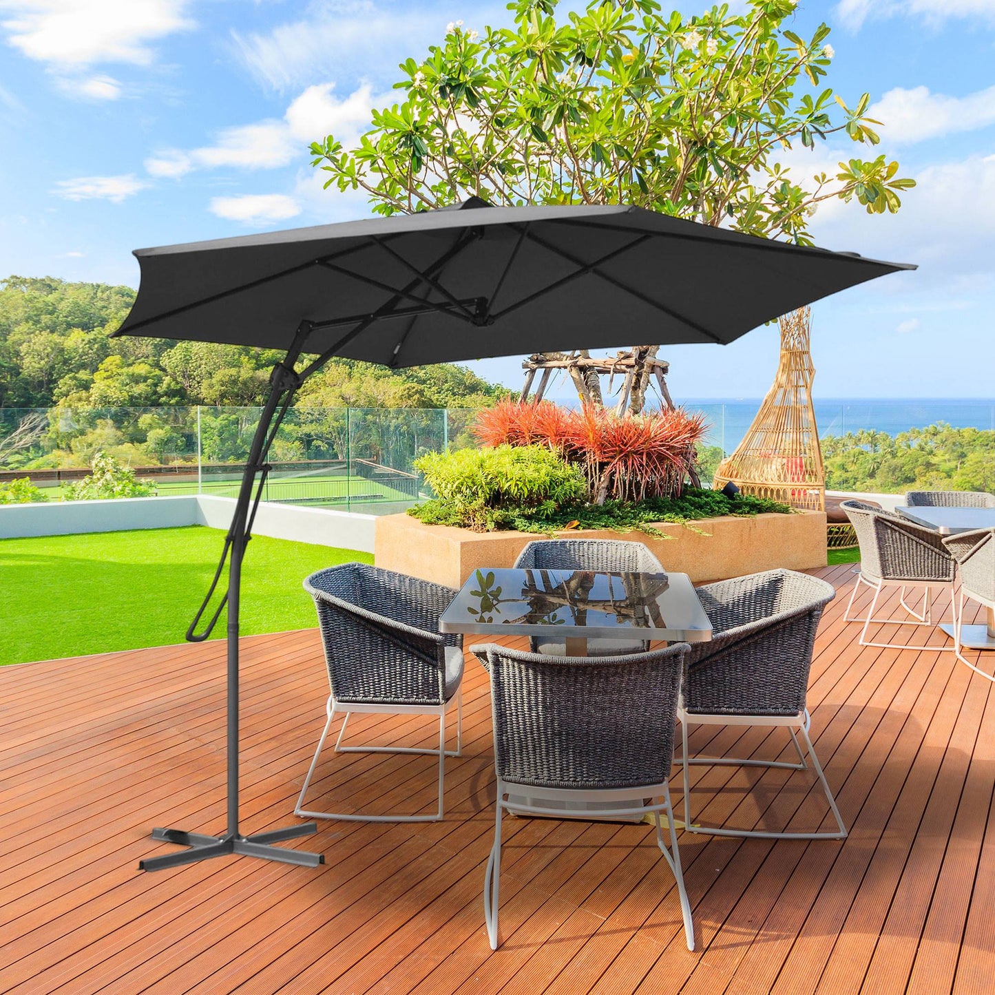 Well Home - Sombrilla Colgante Push Up Ø300cm Gris Oscuro_2