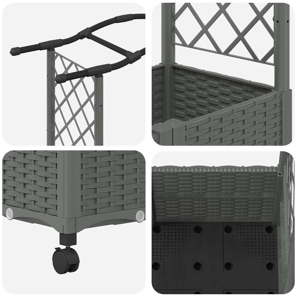 Cama Elevada Con Trellis Y Techo Gris Claro 125 X 40 X 144 Cm_5