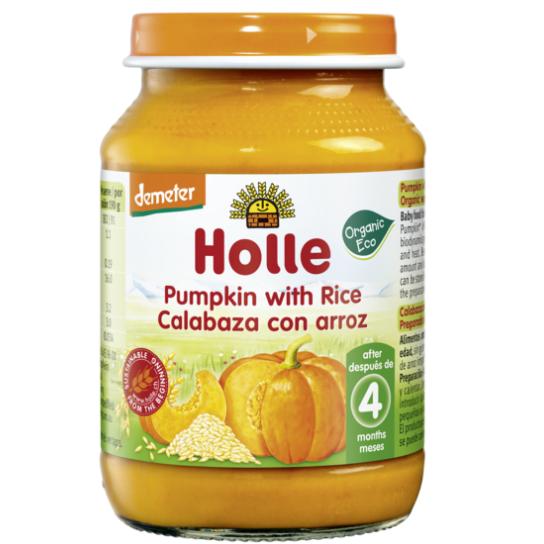 Pote de Abóbora e Arroz Biológico Holle +4 Meses, 190g