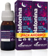 Embalagem com 2 gotas de melatonina 100% pura Soria Natural 50 ml