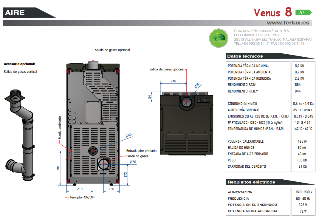 Bricosol Estufa De Pellets Venus 8 Negro De Ferlux_5