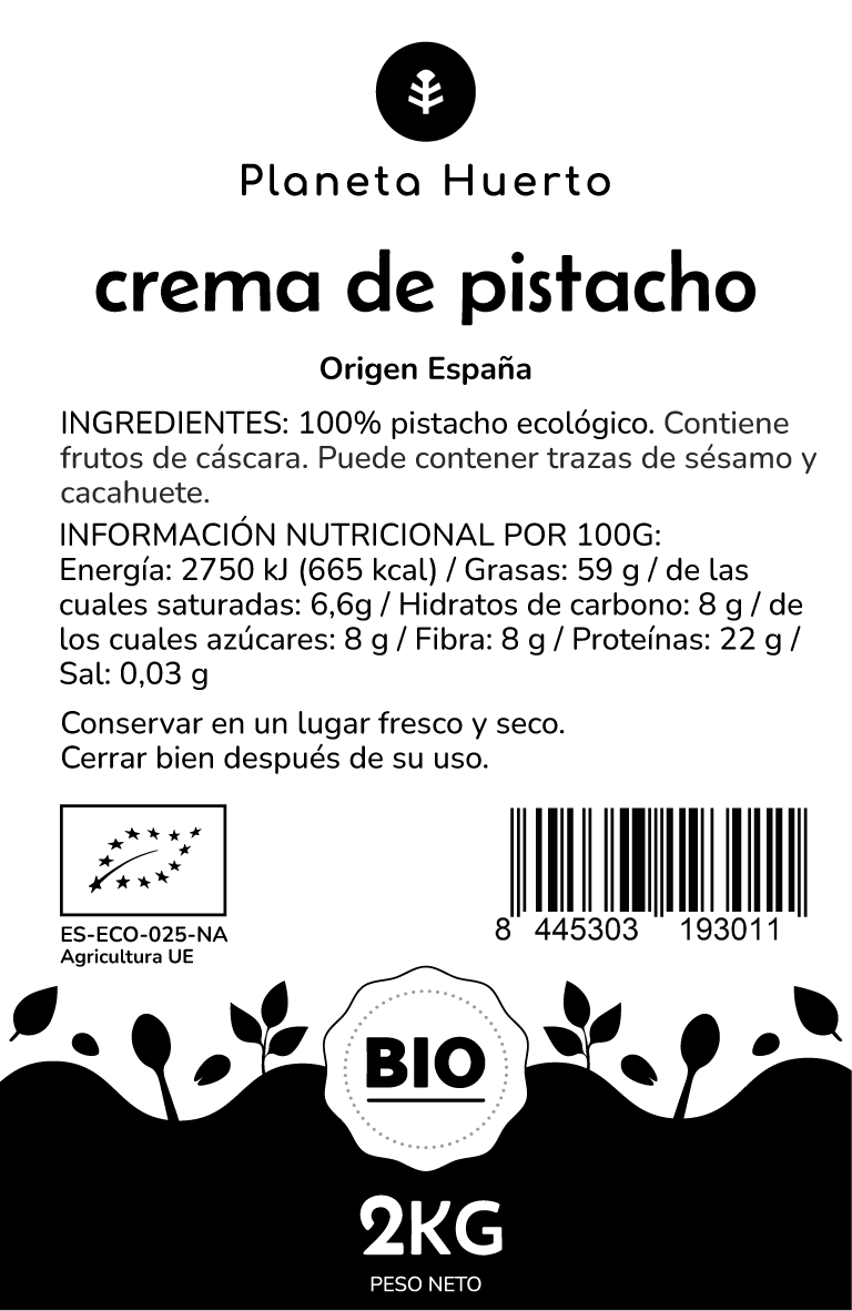 Creme de Pistácio Biológico Planeta Huerto 2kg