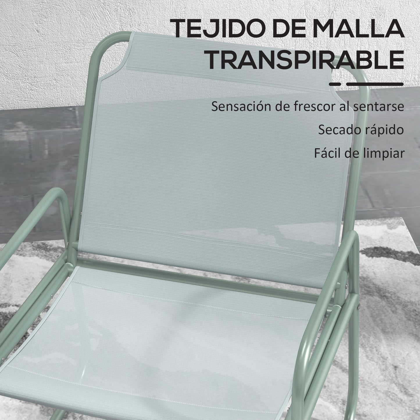 Outsunny Conjunto De Muebles De Jardín Con Marco De Acero Y Reposabrazos Verde_5