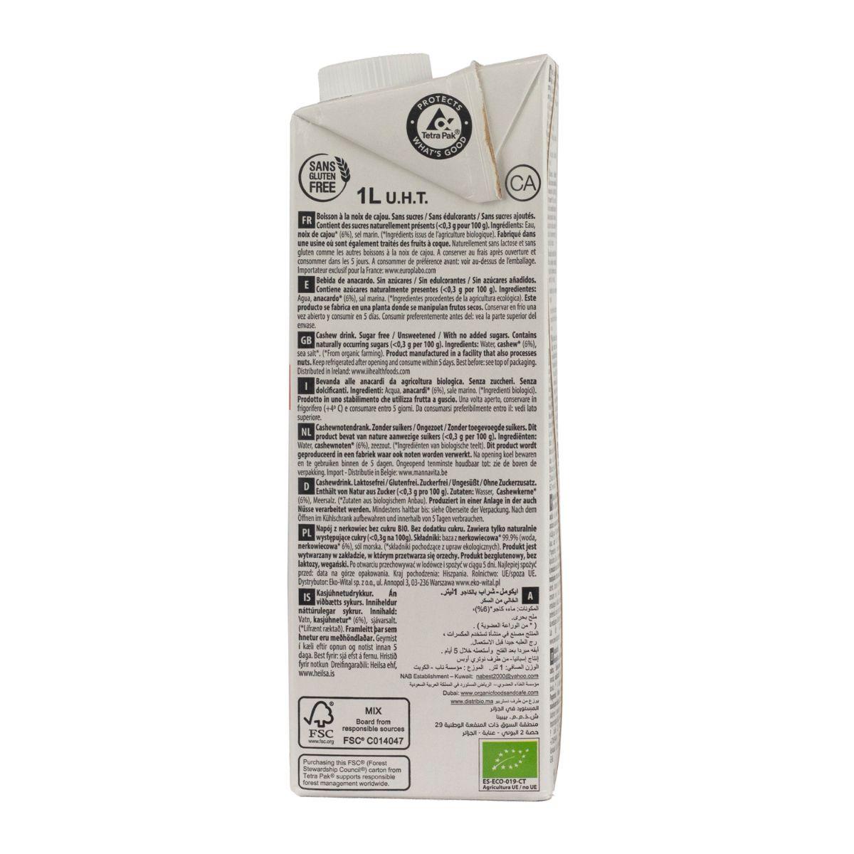 Bebida Vegetal de Caju Nature Bio Ecomil 1 L