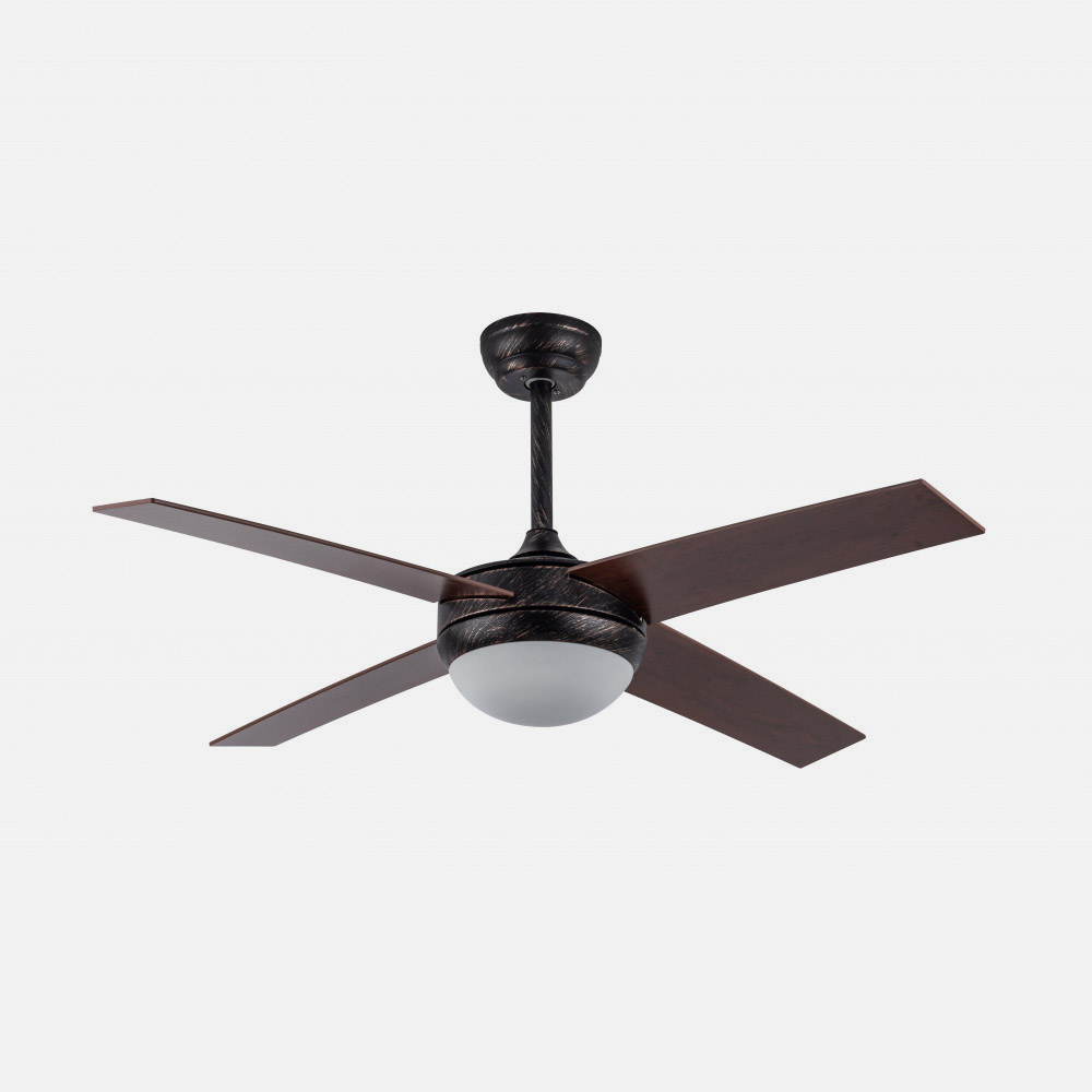 Ventilador Dc Ciro 2xe27 Marron Rustico 4 Aspas Nogal 35/45x116,8d Remoto Y Temporizador_1
