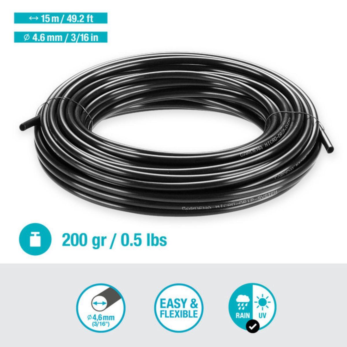 Tubo de distribuição 4,6 mm (3/16") 15 metros Microdripsystem Gardena