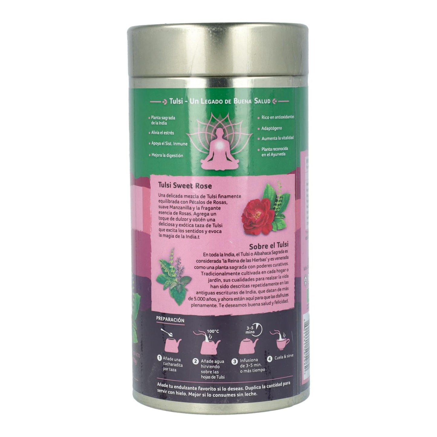 Tulsi Rosa Doce Biológica Índia 100g