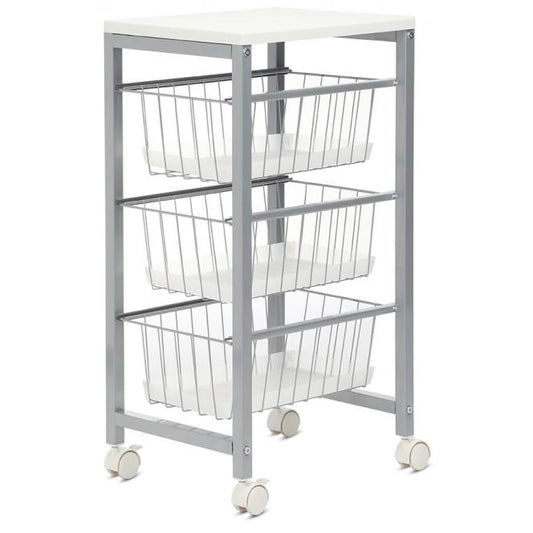 Suporte para legumes Duett com 3 cestos em madeira branca