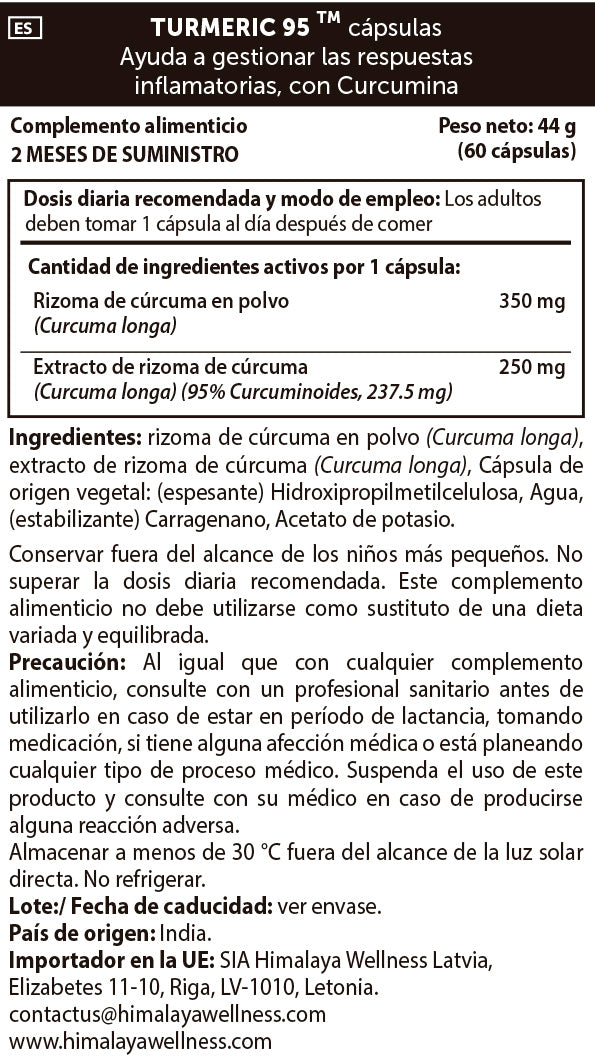 Cúrcuma Cúrcuma Biológica, Himalaias, 60 Cápsulas