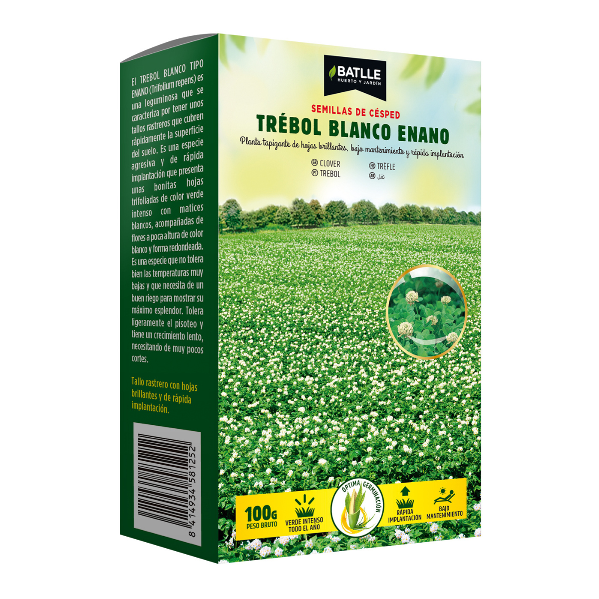Sementes de trevo anão branco repens Batlle 1 kg