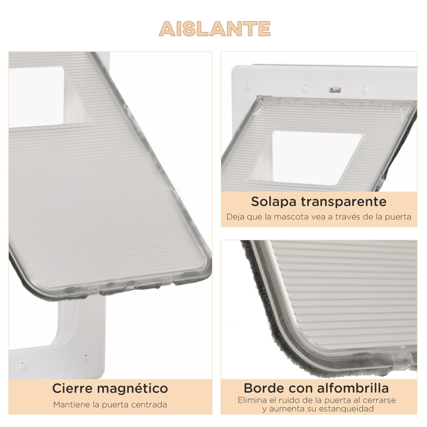 Pawhut Puerta Para Mascotas 38,6x52x5,5cm Con Cierre Magnético De 2 Vías Blanco_5