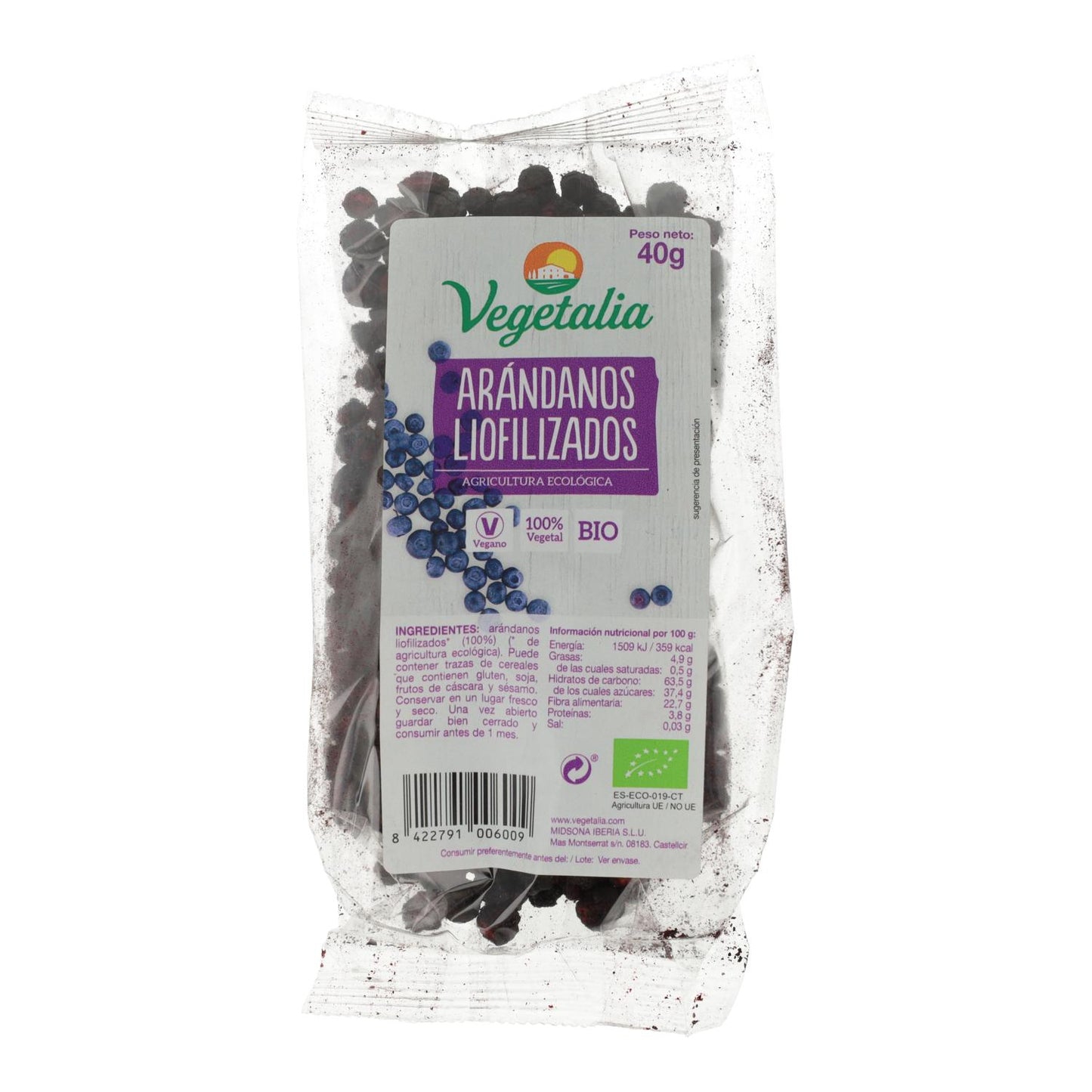 Mirtilos Liofilizados Biológicos Vegetalia 40 g